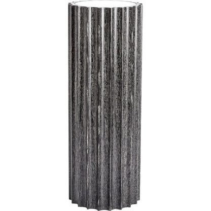 Reflective Column Pedestal by Global Views in black cerused oak, acacia, oak. Made from acacia, mdf, poplar, mirror in a modern style.