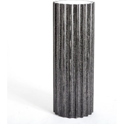 Reflective Column Pedestal by Global Views in black cerused oak, acacia, oak. Made from acacia, mdf, poplar, mirror in a modern style.