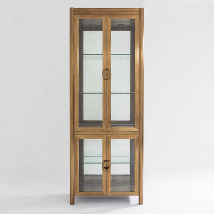 Apothecary Vitrine by Global Views in dark brass. Made from poplar, beveled clear glass in a transitional style.