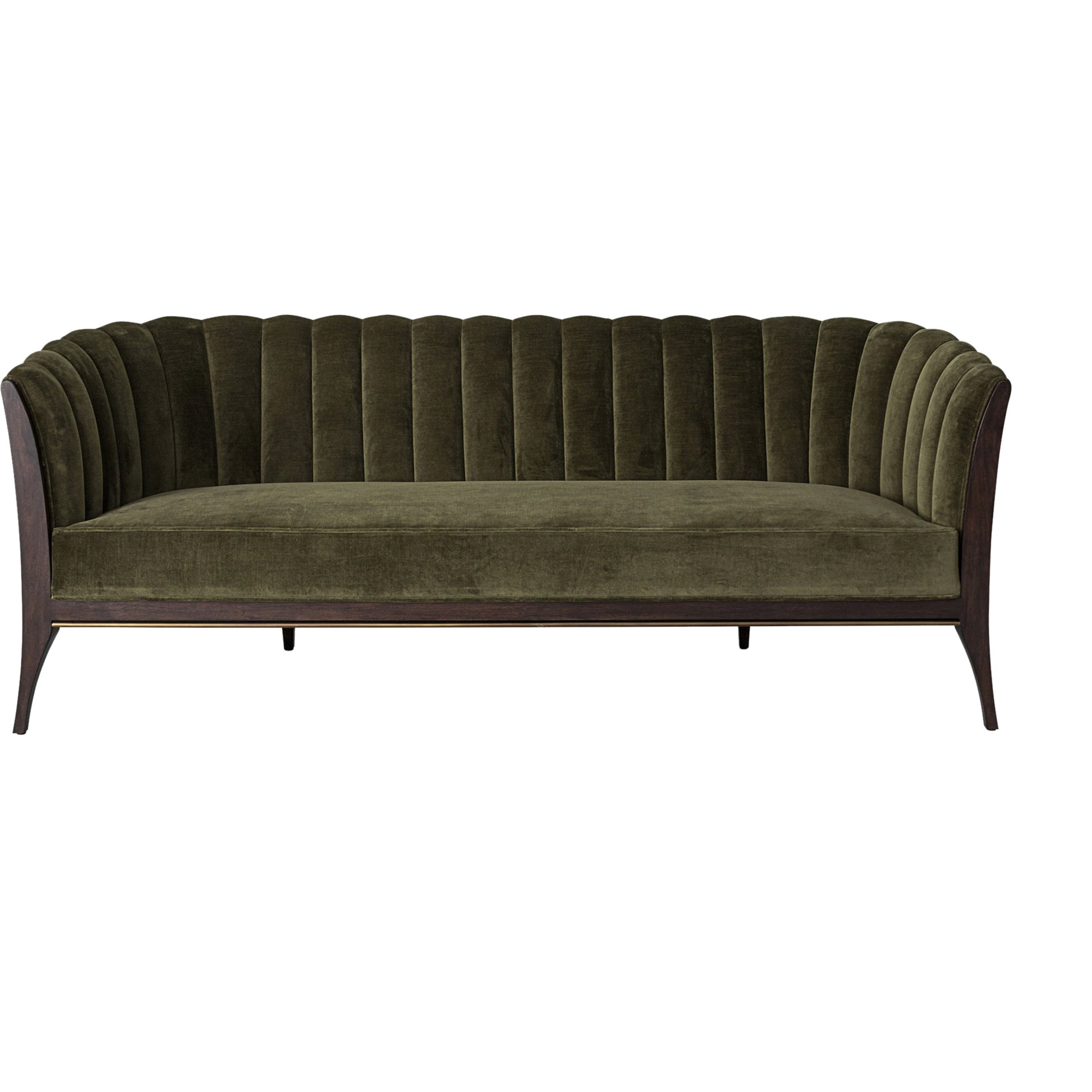 Channel Back Sofa by Global Views. Made from solid walnut, fabric, wood, 100% cotton, double rub: 50,000 in a modern style.