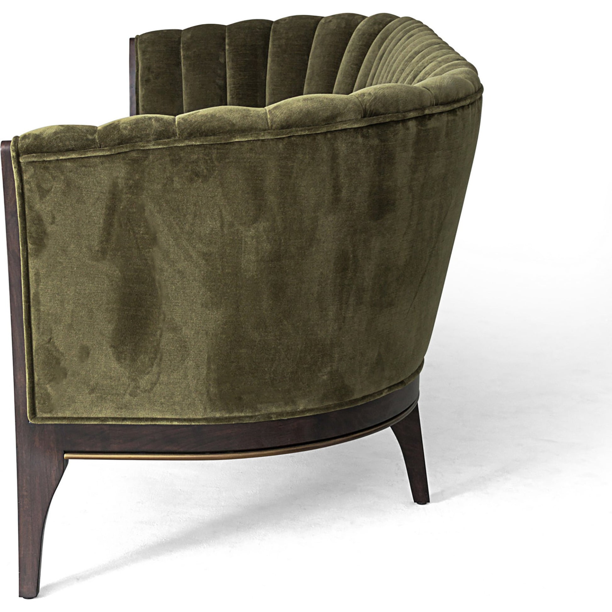 Channel Back Sofa by Global Views. Made from solid walnut, fabric, wood, 100% cotton, double rub: 50,000 in a modern style.