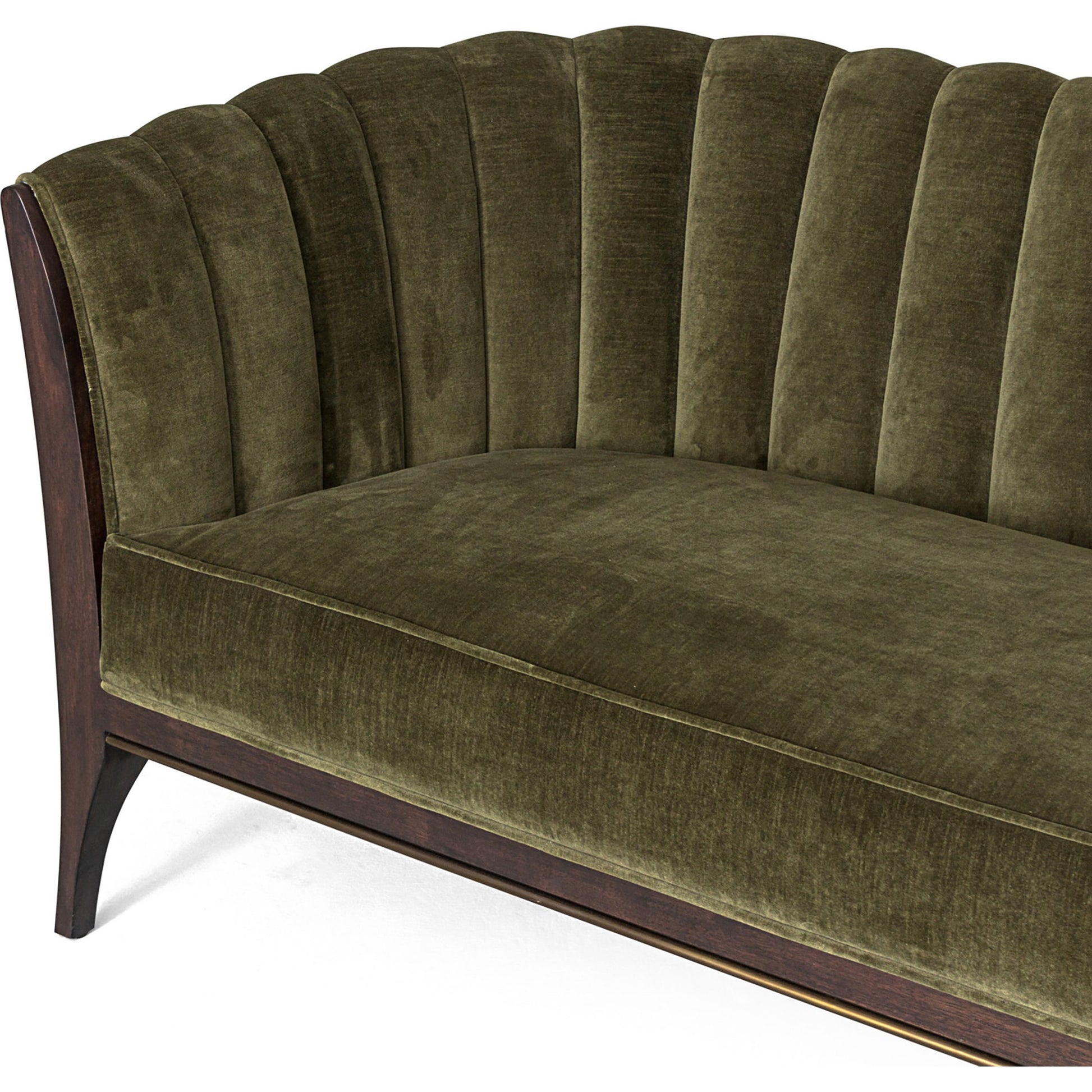 Channel Back Sofa by Global Views. Made from solid walnut, fabric, wood, 100% cotton, double rub: 50,000 in a modern style.