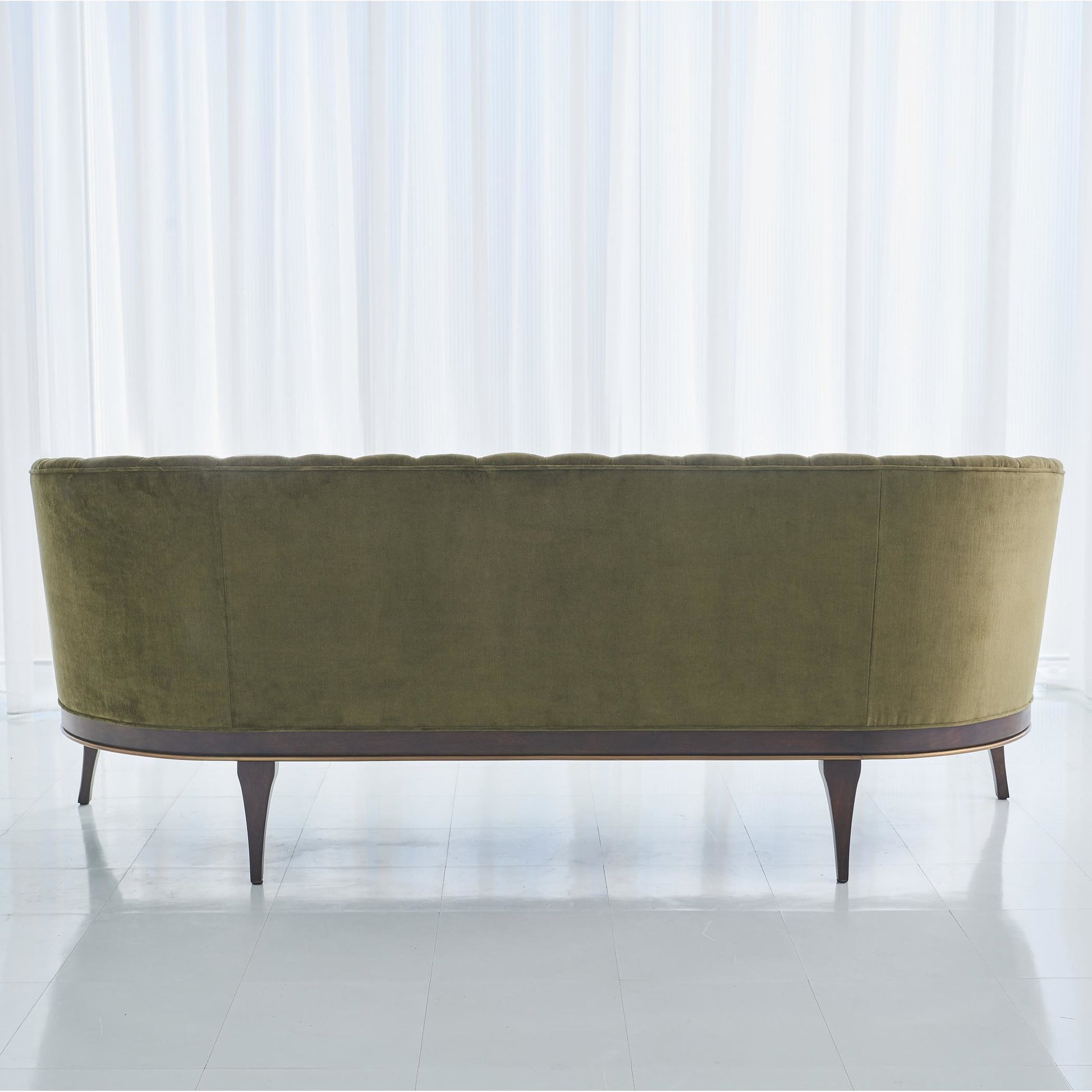 Channel Back Sofa by Global Views. Made from solid walnut, fabric, wood, 100% cotton, double rub: 50,000 in a modern style.