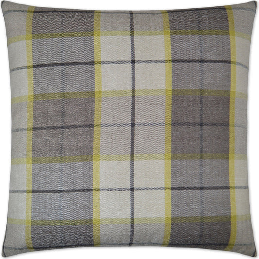 Penn Plaid by DV Kap Home in gray, yellow, citrus. Made from 52.5% cotton, 47.5% polyester in a transitional style.