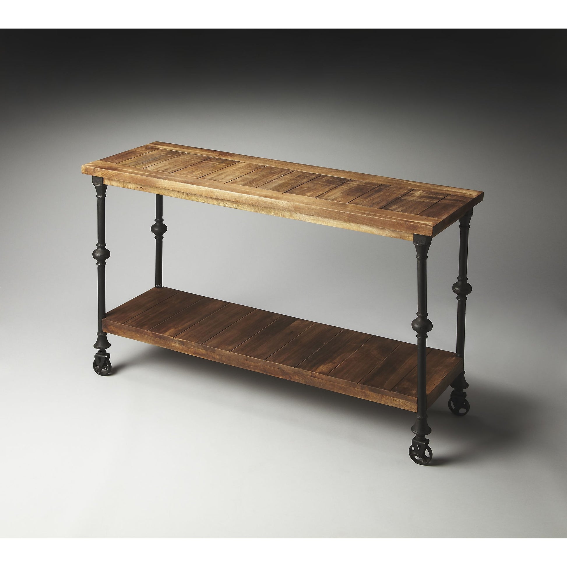 Fontainebleau Industrial Chic Console Table by Butler Specialty Company in multi-color and butler loft. Made from iron, recycled wood in a traditional style.