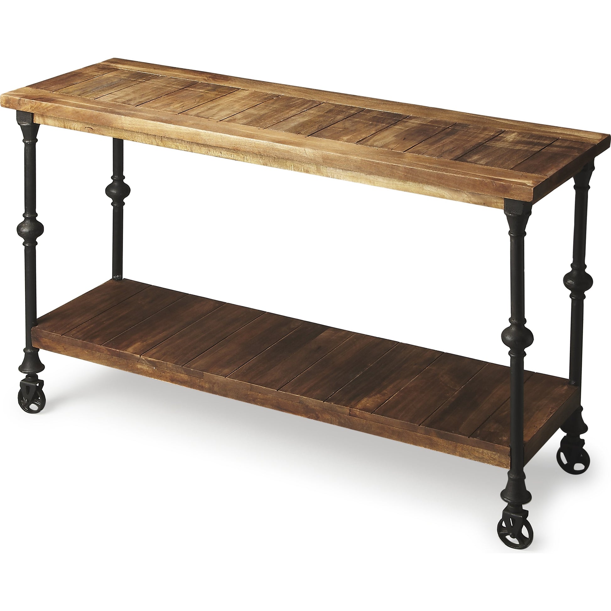 Fontainebleau Industrial Chic Console Table by Butler Specialty Company in multi-color and butler loft. Made from iron, recycled wood in a traditional style.