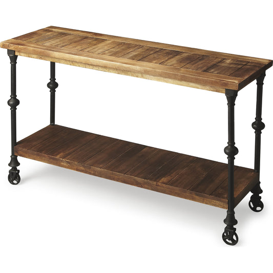 Fontainebleau Industrial Chic Console Table by Butler Specialty Company in multi-color and butler loft. Made from iron, recycled wood in a traditional style.