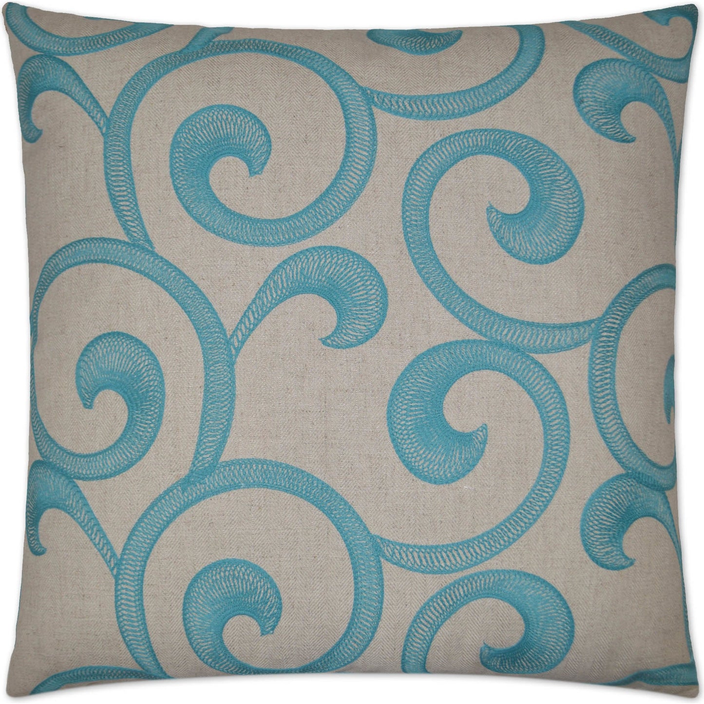 001 SR-738812 | Primary Silo | Hampton Scroll by DV Kap Home in turquoise, teal. Made from 37% cotton, 21% linen, 21% rayon, 21% polyester in a coastal style.