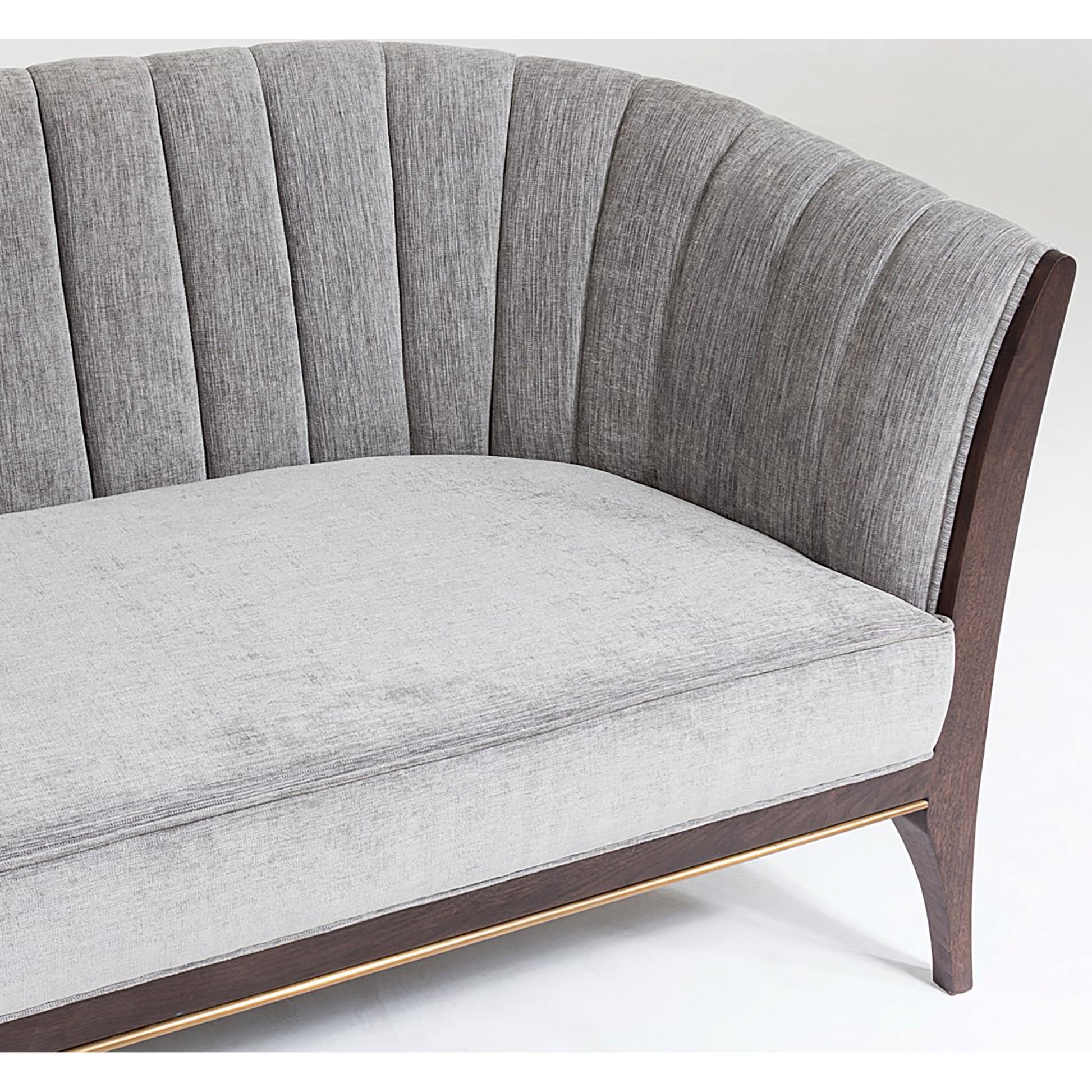Channel Back Sofa by Global Views. Made from solid walnut, fabric, wood, 100% cotton, double rub: 50,000 in a modern style.