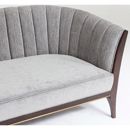 Channel Back Sofa by Global Views. Made from solid walnut, fabric, wood, 100% cotton, double rub: 50,000 in a modern style.