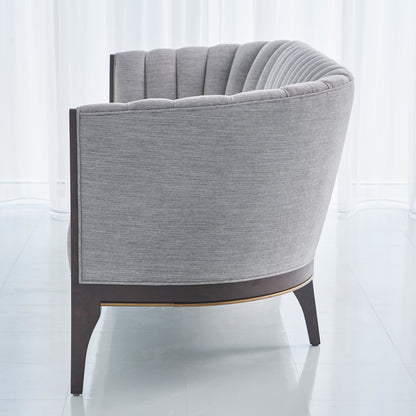 Channel Back Sofa by Global Views. Made from solid walnut, fabric, wood, 100% cotton, double rub: 50,000 in a modern style.
