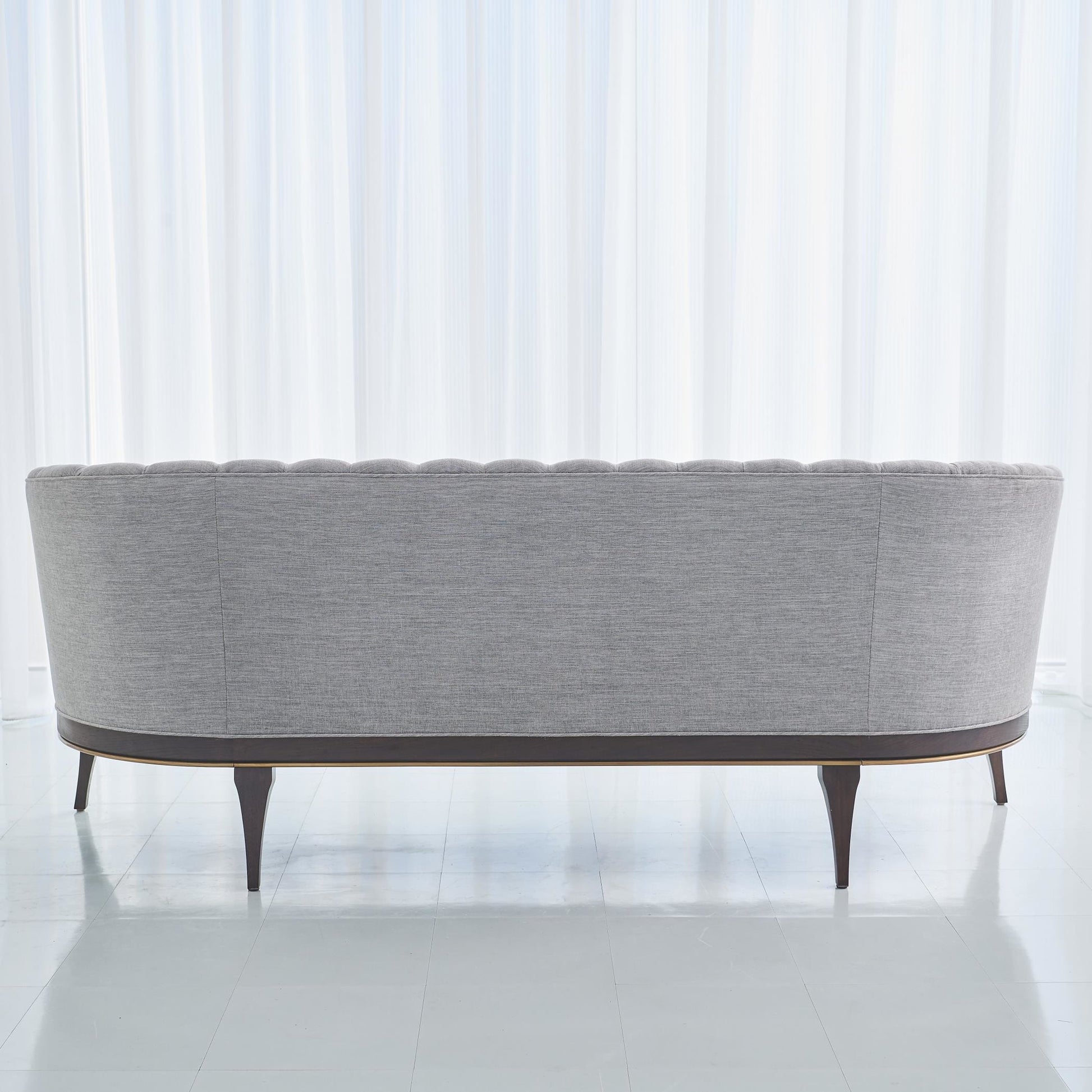 Channel Back Sofa by Global Views. Made from solid walnut, fabric, wood, 100% cotton, double rub: 50,000 in a modern style.