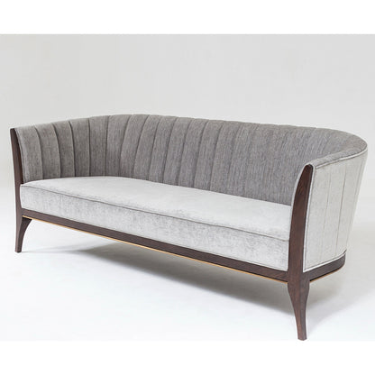 Channel Back Sofa by Global Views. Made from solid walnut, fabric, wood, 100% cotton, double rub: 50,000 in a modern style.