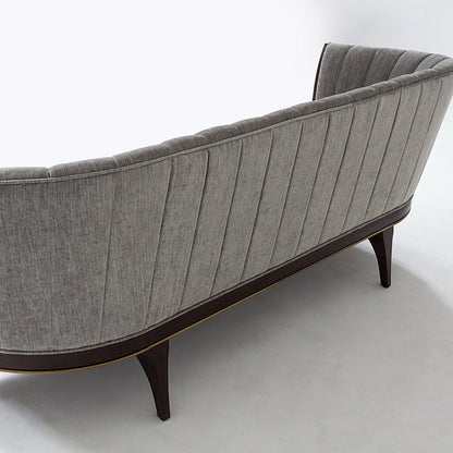 Channel Back Sofa by Global Views. Made from solid walnut, fabric, wood, 100% cotton, double rub: 50,000 in a modern style.