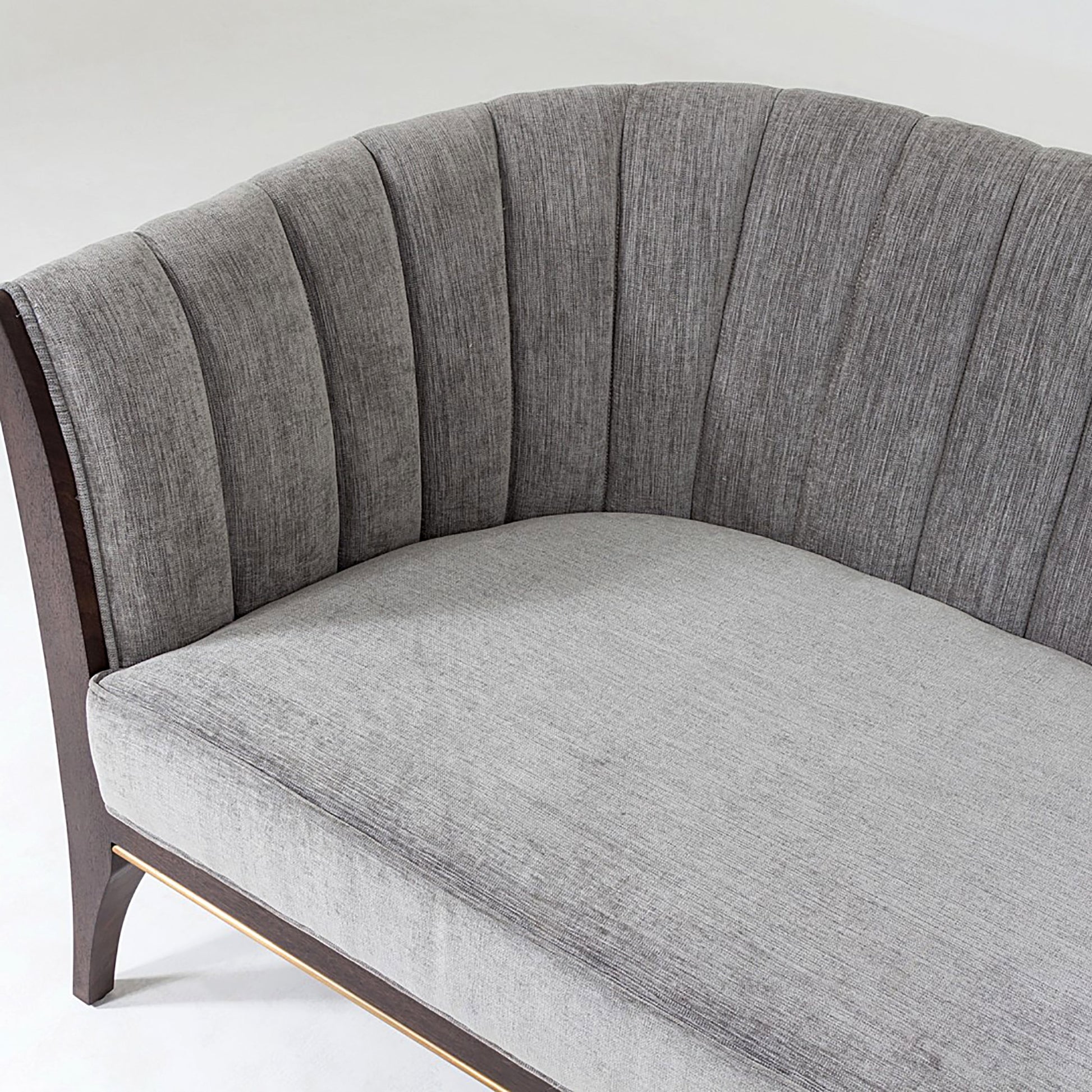 Channel Back Sofa by Global Views. Made from solid walnut, fabric, wood, 100% cotton, double rub: 50,000 in a modern style.