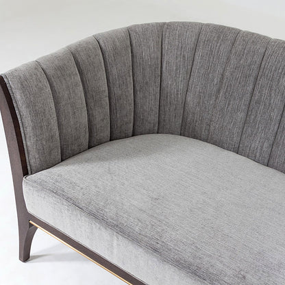 Channel Back Sofa by Global Views. Made from solid walnut, fabric, wood, 100% cotton, double rub: 50,000 in a modern style.