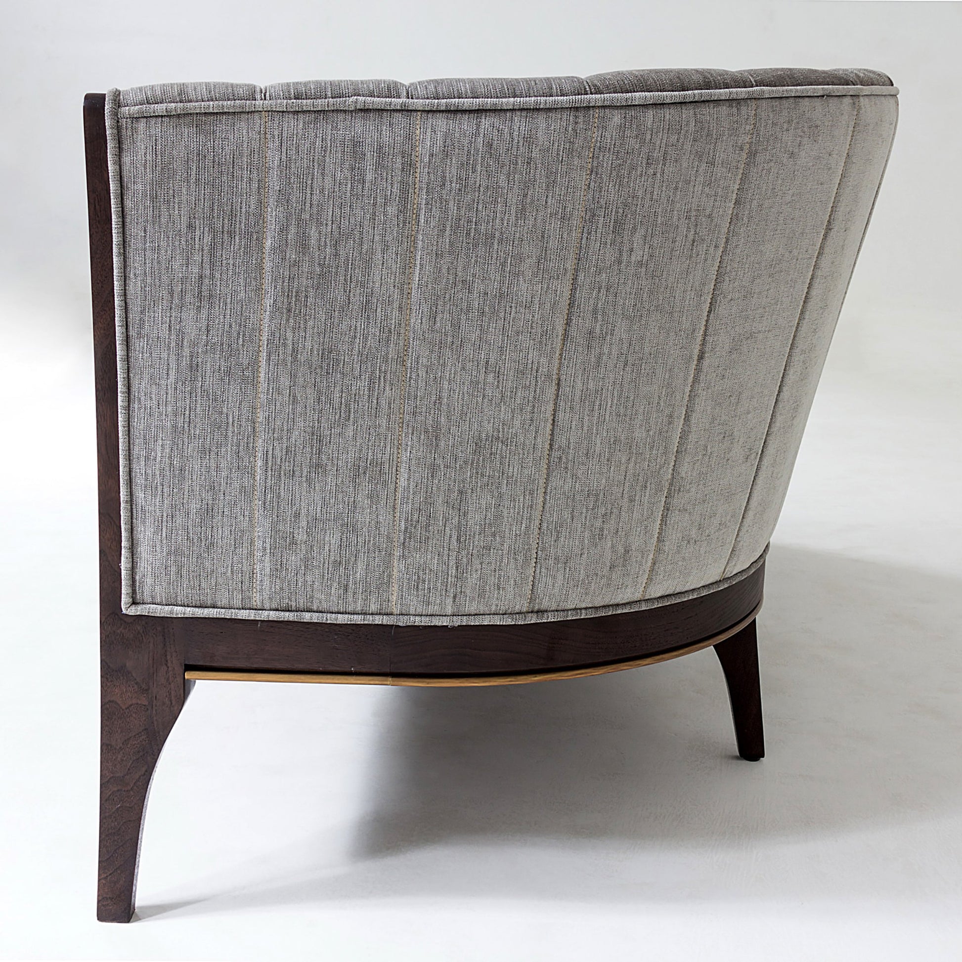 Channel Back Sofa by Global Views. Made from solid walnut, fabric, wood, 100% cotton, double rub: 50,000 in a modern style.