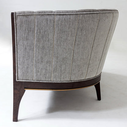 Channel Back Sofa by Global Views. Made from solid walnut, fabric, wood, 100% cotton, double rub: 50,000 in a modern style.