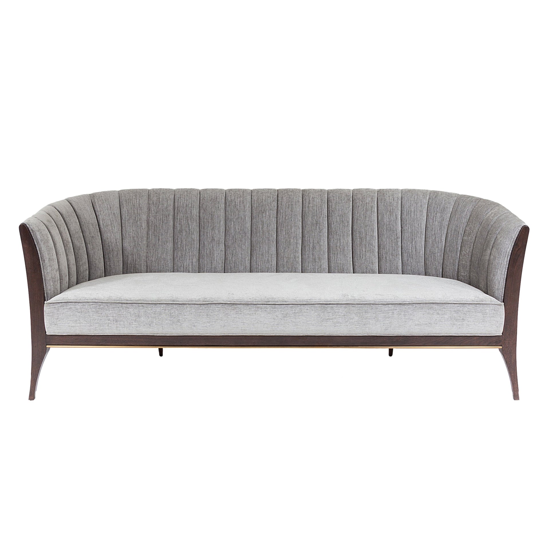 Channel Back Sofa by Global Views. Made from solid walnut, fabric, wood, 100% cotton, double rub: 50,000 in a modern style.