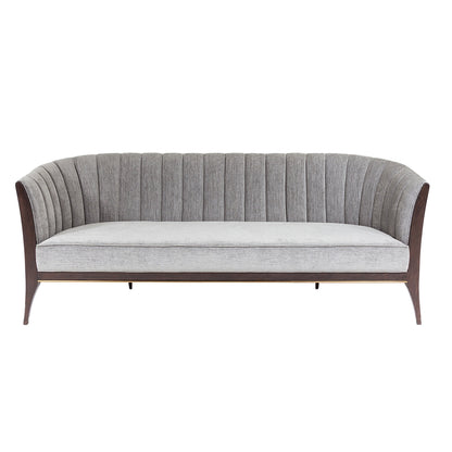 Channel Back Sofa by Global Views. Made from solid walnut, fabric, wood, 100% cotton, double rub: 50,000 in a modern style.