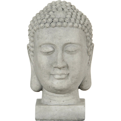 Patio Buddha Head by LH Imports in light grey. Made from ficonstone ash grey in a modern style.