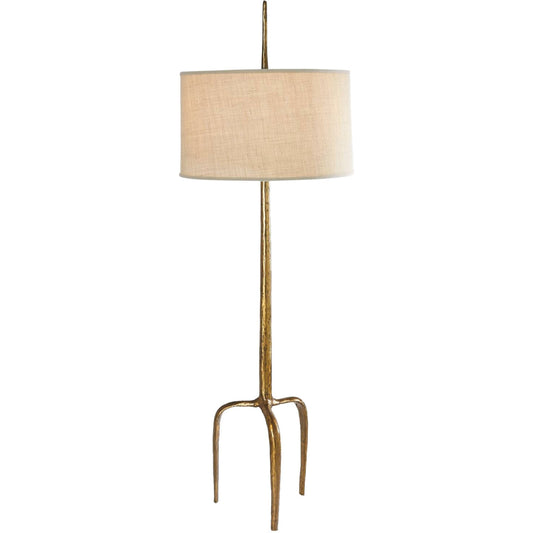 Riley Floor Lamp by Global Views in gold leaf. Made from cast iron in a eclectic & global style.
