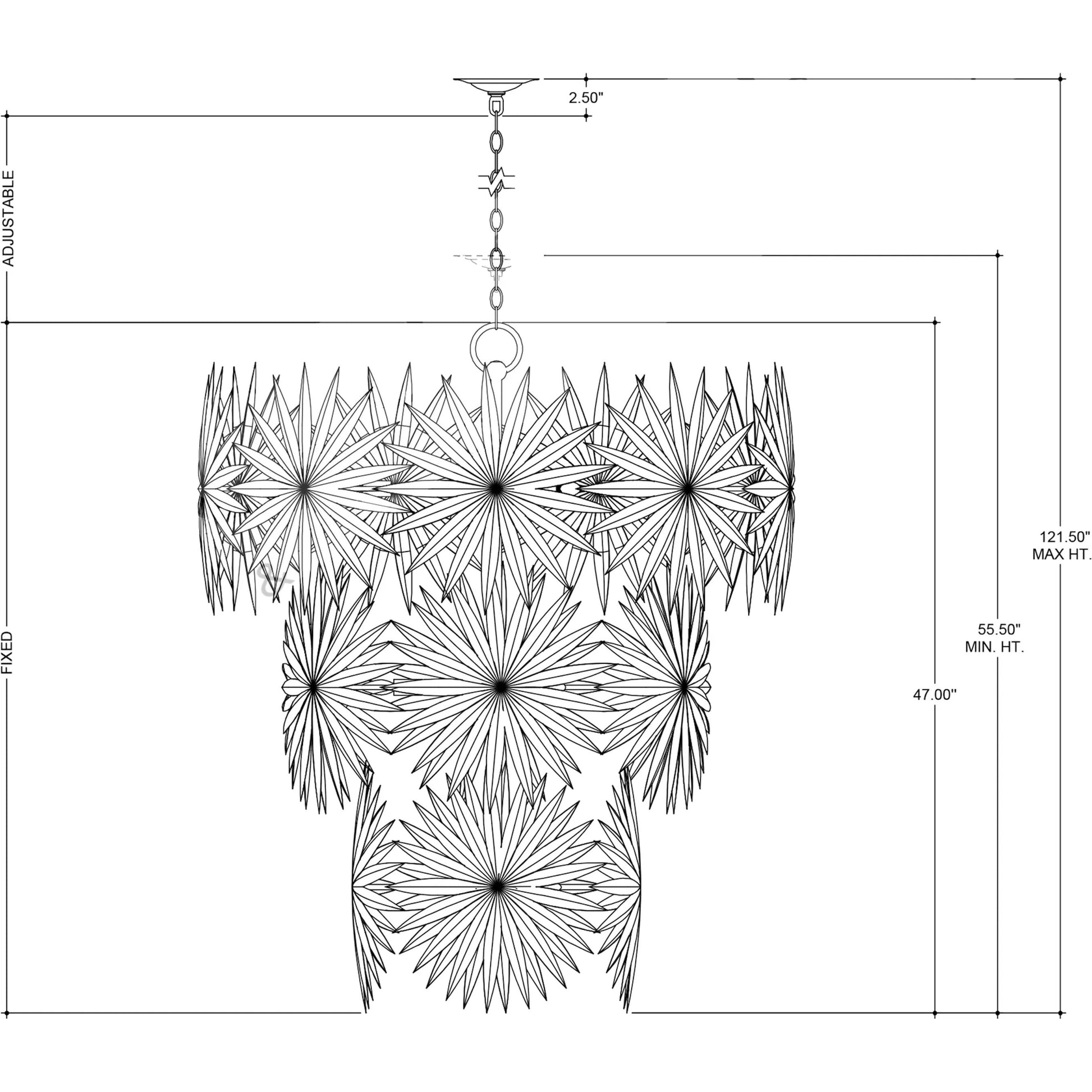 Bismarkia Chandelier by Currey and Company in gesso white. Made from wrought iron in a modern style.