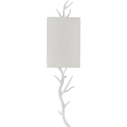 Baneberry Wall Sconce by Currey and Company in gesso white. Made from wrought iron in a transitional style.