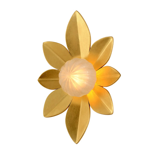 Gigi 1-Light Wall Sconce by Corbett in gold leaf. Made from hand crafted iron in a unique style.