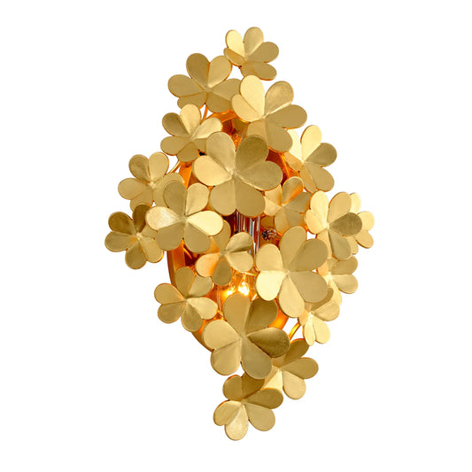 Gigi 2-Light Wall Sconce by Corbett in gold leaf. Made from hand crafted iron in a unique style.