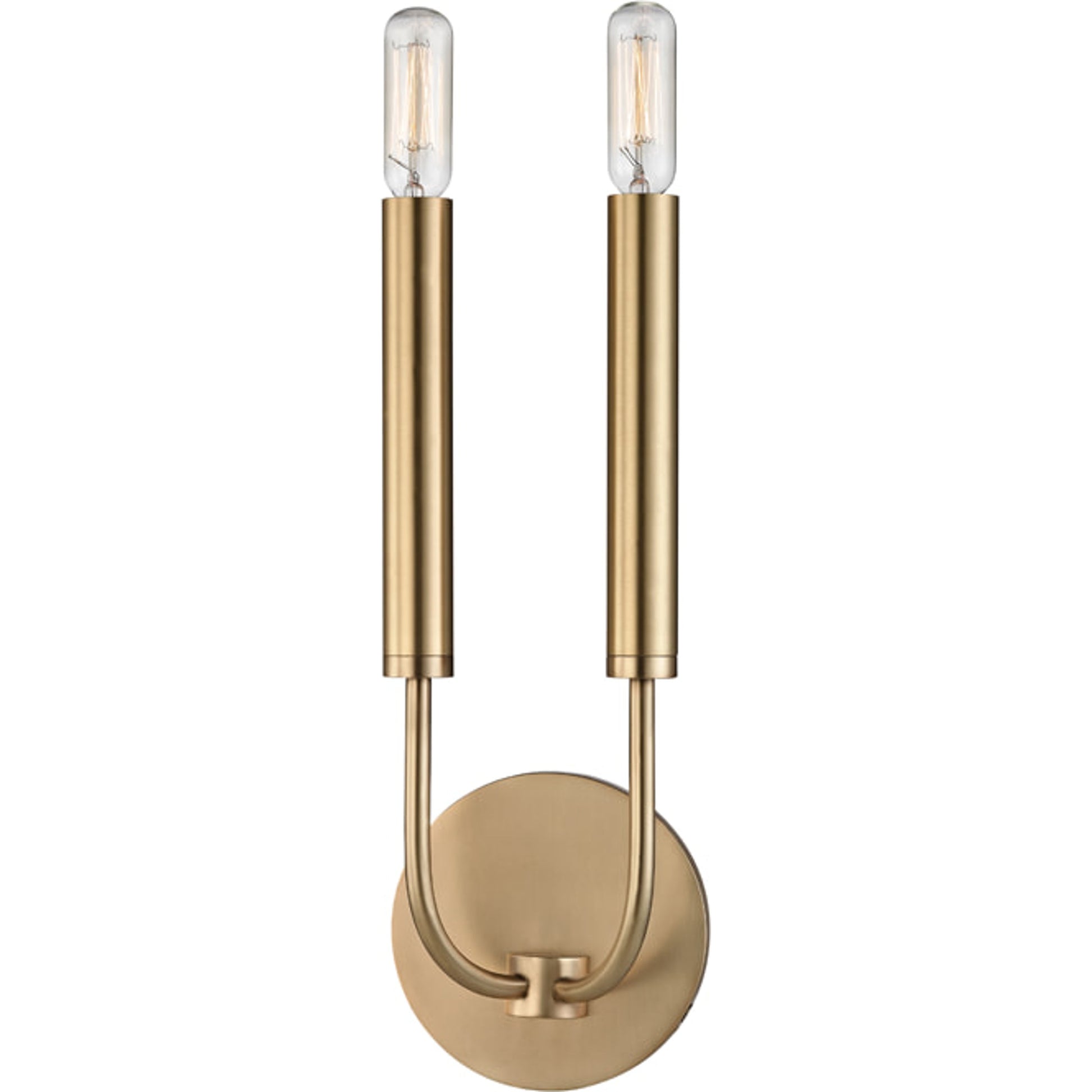 Gideon Wall Sconce by Hudson Valley in aged brass. Made from steel in a modern style.
