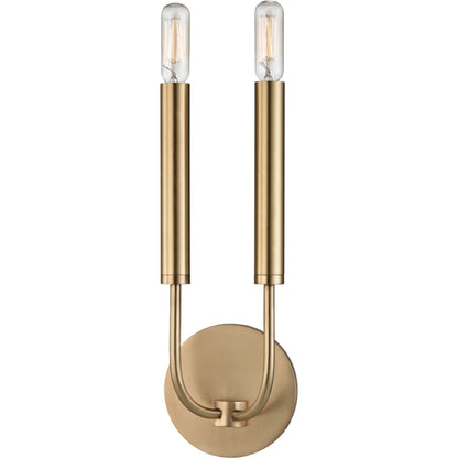 Gideon Wall Sconce by Hudson Valley in aged brass. Made from steel in a modern style.