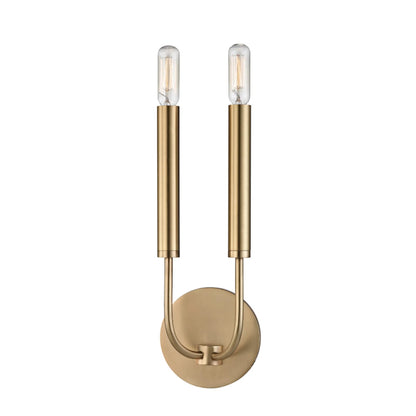 Gideon Wall Sconce by Hudson Valley in aged brass. Made from steel in a modern style.