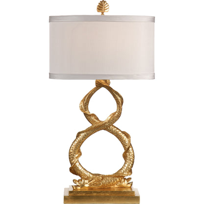 Dahl Lamp by Wildwood in antique gold leaf. Made from unique in a transitional style.