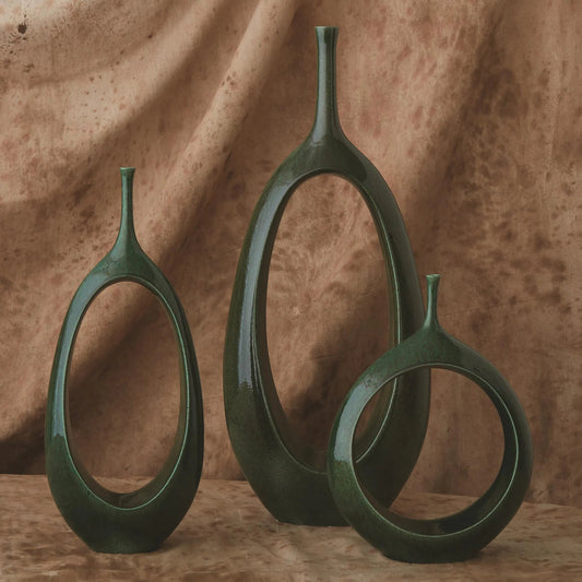 Open Oval Ring Vase by Global Views. Made from ceramic in a eclectic & global style.