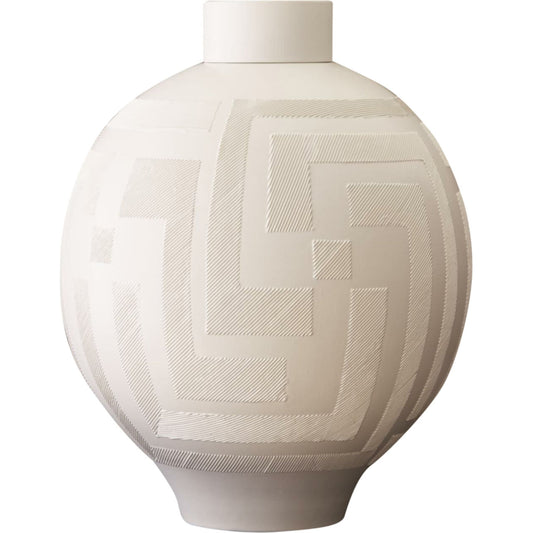 Chaco Lidded Jar by Global Views in matte white. Made from ceramic in a modern style.