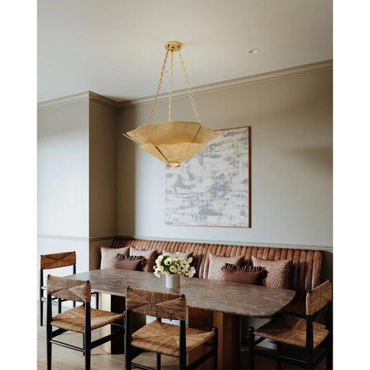 Spring Valley Chandelier by Hudson Valley in vintage gold leaf. Made from unique in a unique style.