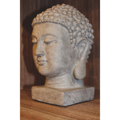 Patio Buddha Head by LH Imports in light grey. Made from ficonstone ash grey in a modern style.