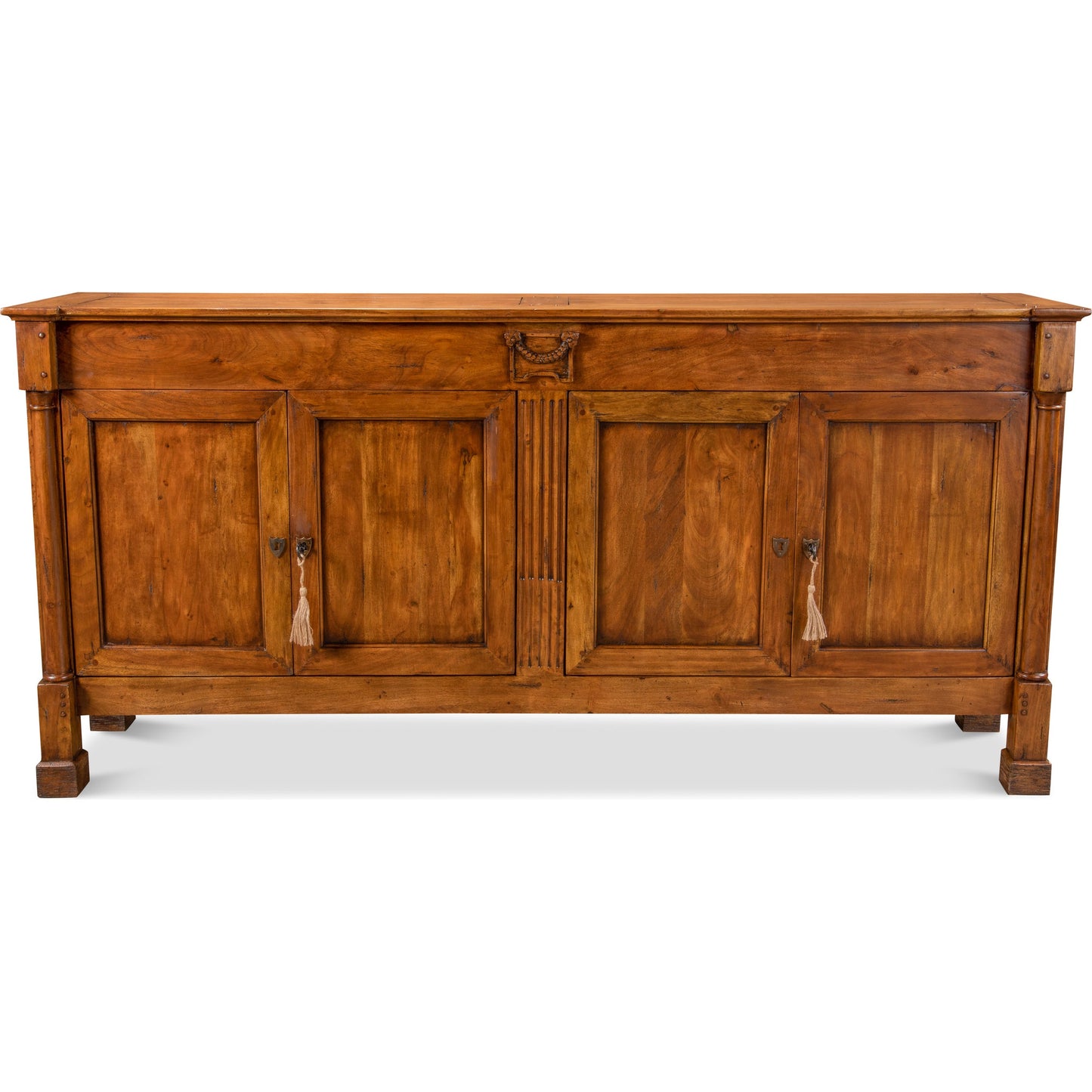 002 SR-857525 | Additional Silo | Caracoly Credenza by Sarreid Ltd. in brown and fruitwood finish 2 adj. shelves. Made from solid walnut in a rustic style.