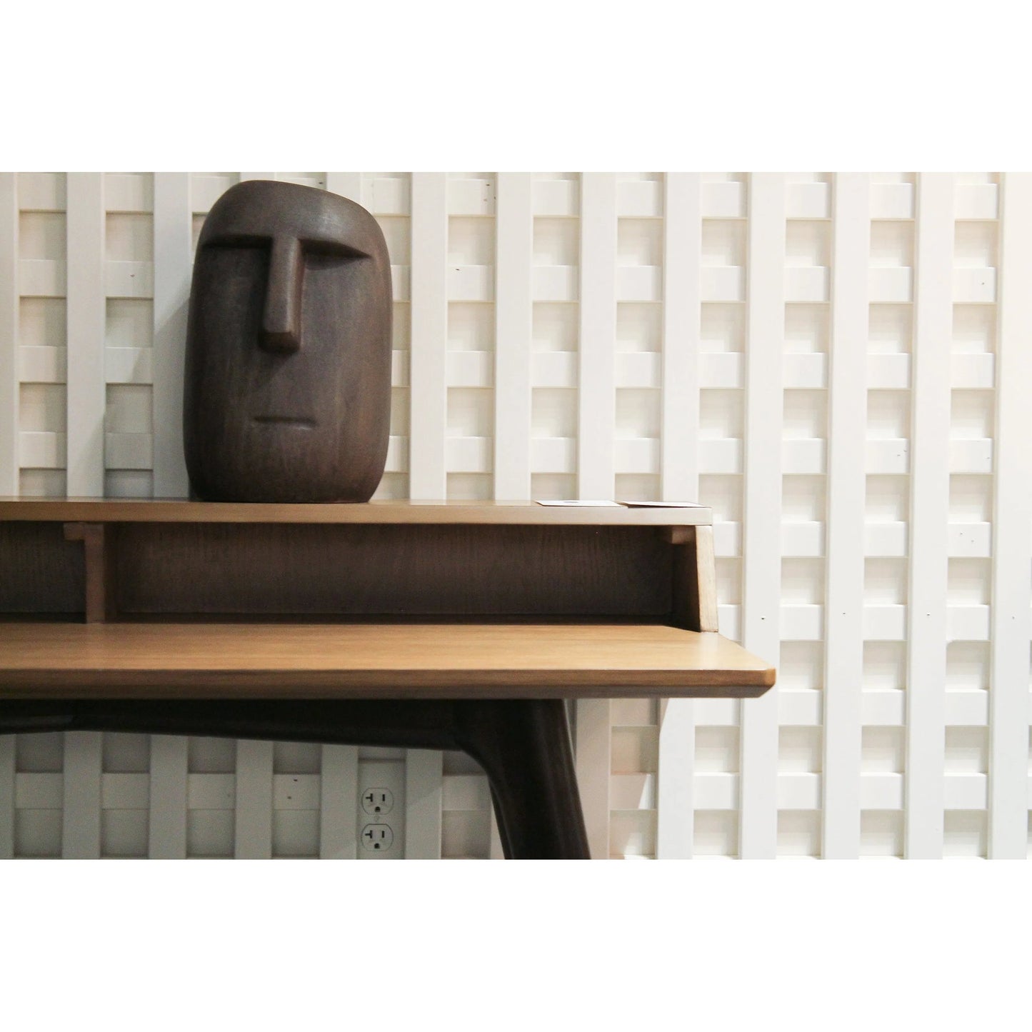 003 SI-2004364 | Lifestyle | Patio Moai Statue by LH Imports in dark brown. Made from ficonstone antique brown in a modern style.