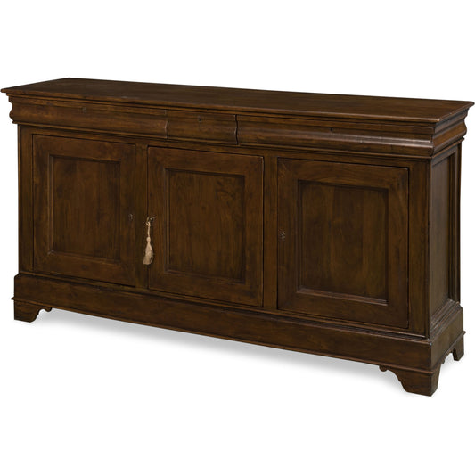 Cafe Au Lait Buffet by Sarreid Ltd. in faux keyhole escutcheon. Made from solid walnut in a traditional style.