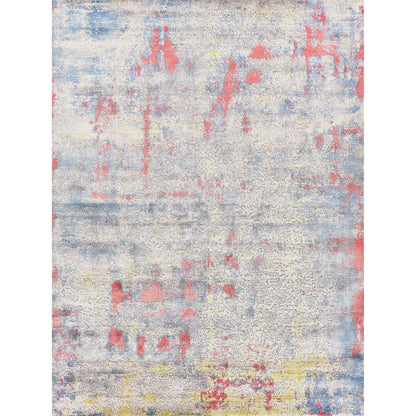 Reflections Rug - Ivory, Blue, Red by Exquisite Rugs in ivory, blue, red. Made from bamboo silk in a unique style.