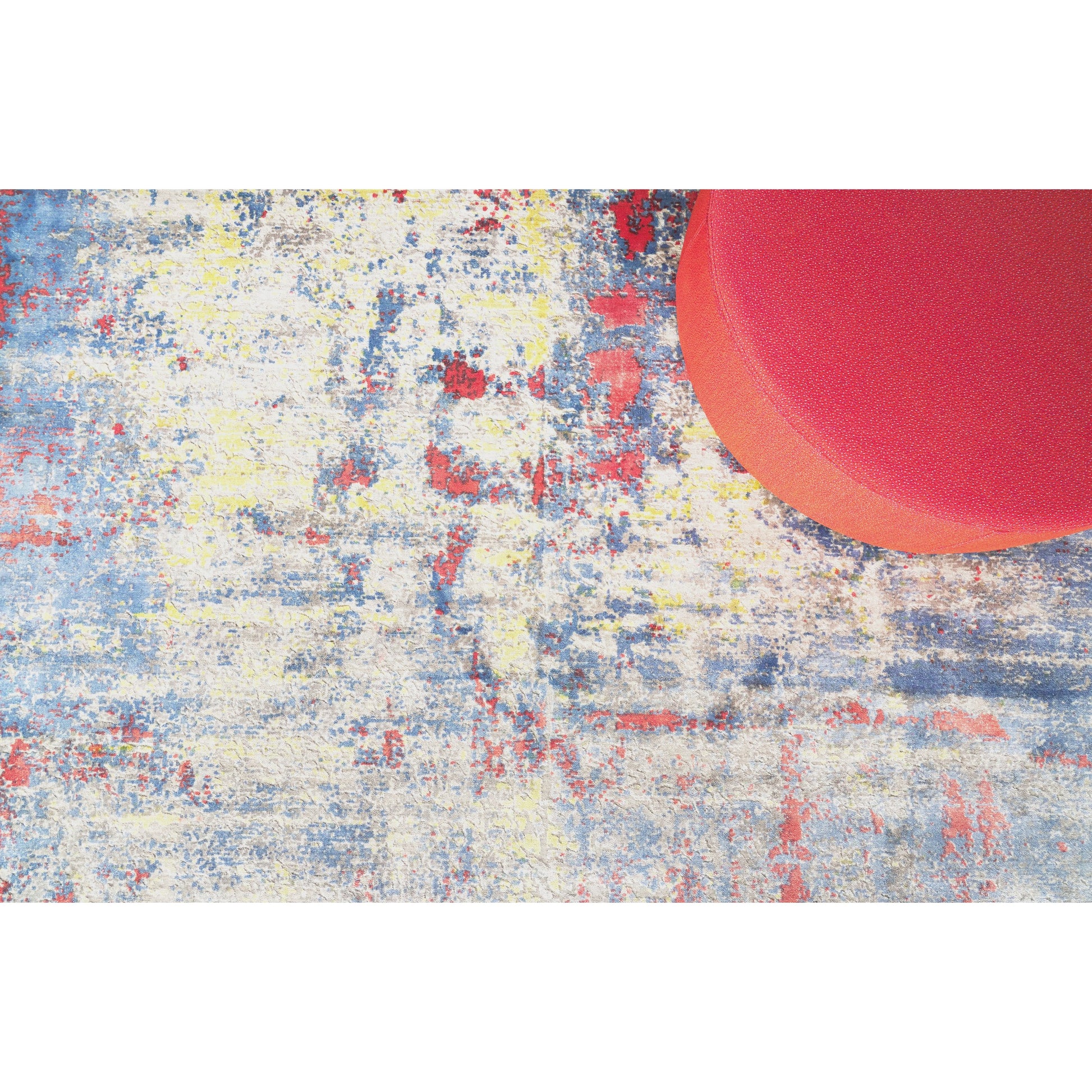 Reflections Rug - Ivory, Blue, Red by Exquisite Rugs in ivory, blue, red. Made from bamboo silk in a unique style.