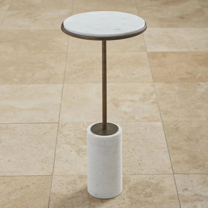 Tall Cored Marble Table by Global Views. Made from brass, marble in a transitional style.
