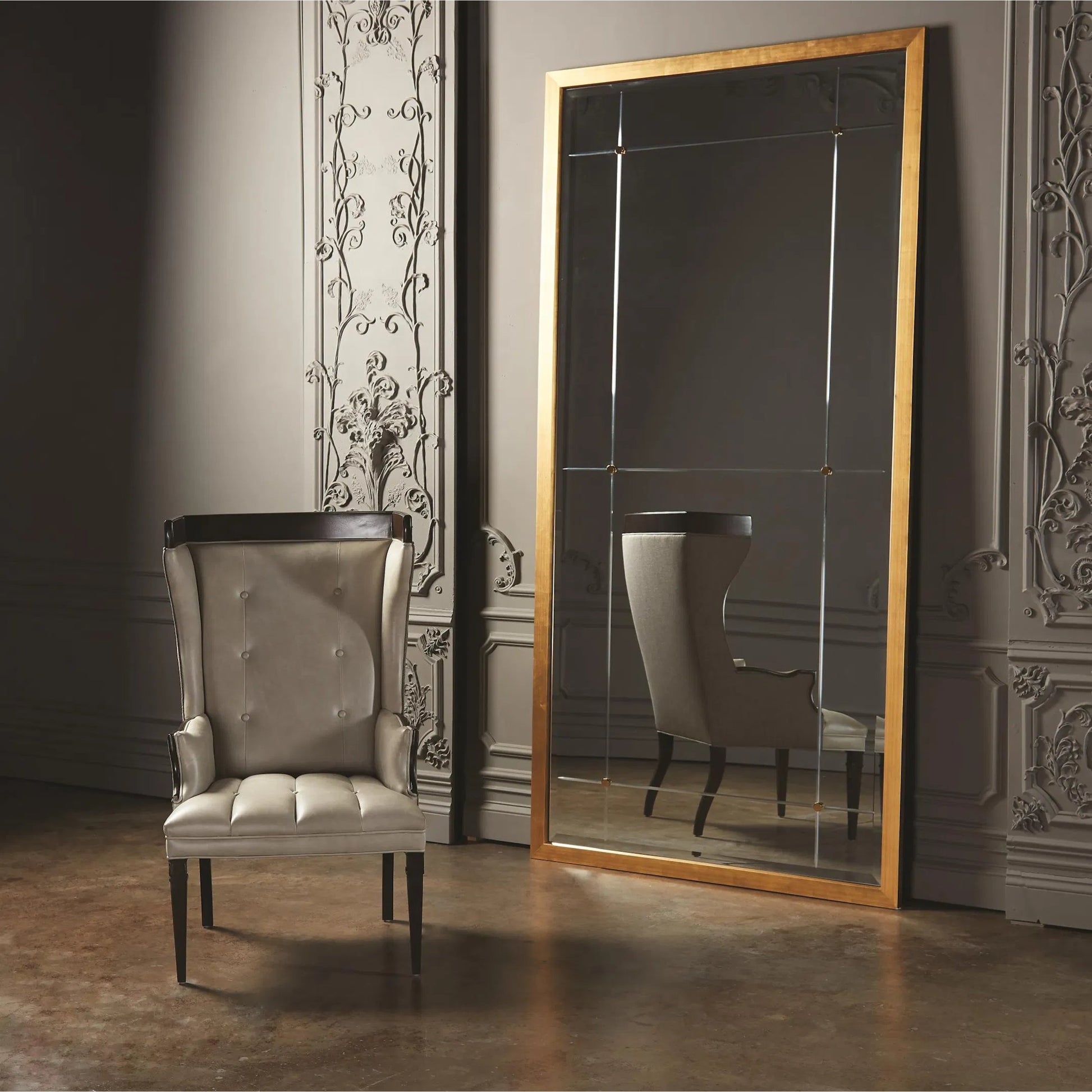 Beaumont Floor Mirror by Global Views. Made from unique in a transitional style.