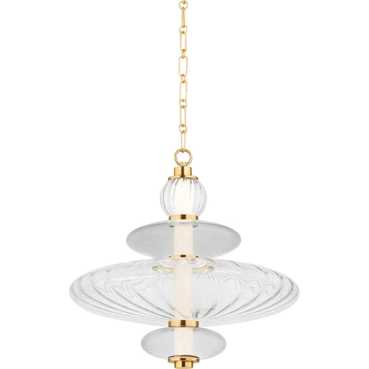 Williams Pendant by Hudson Valley in aged brass. Made from brass in a unique style.