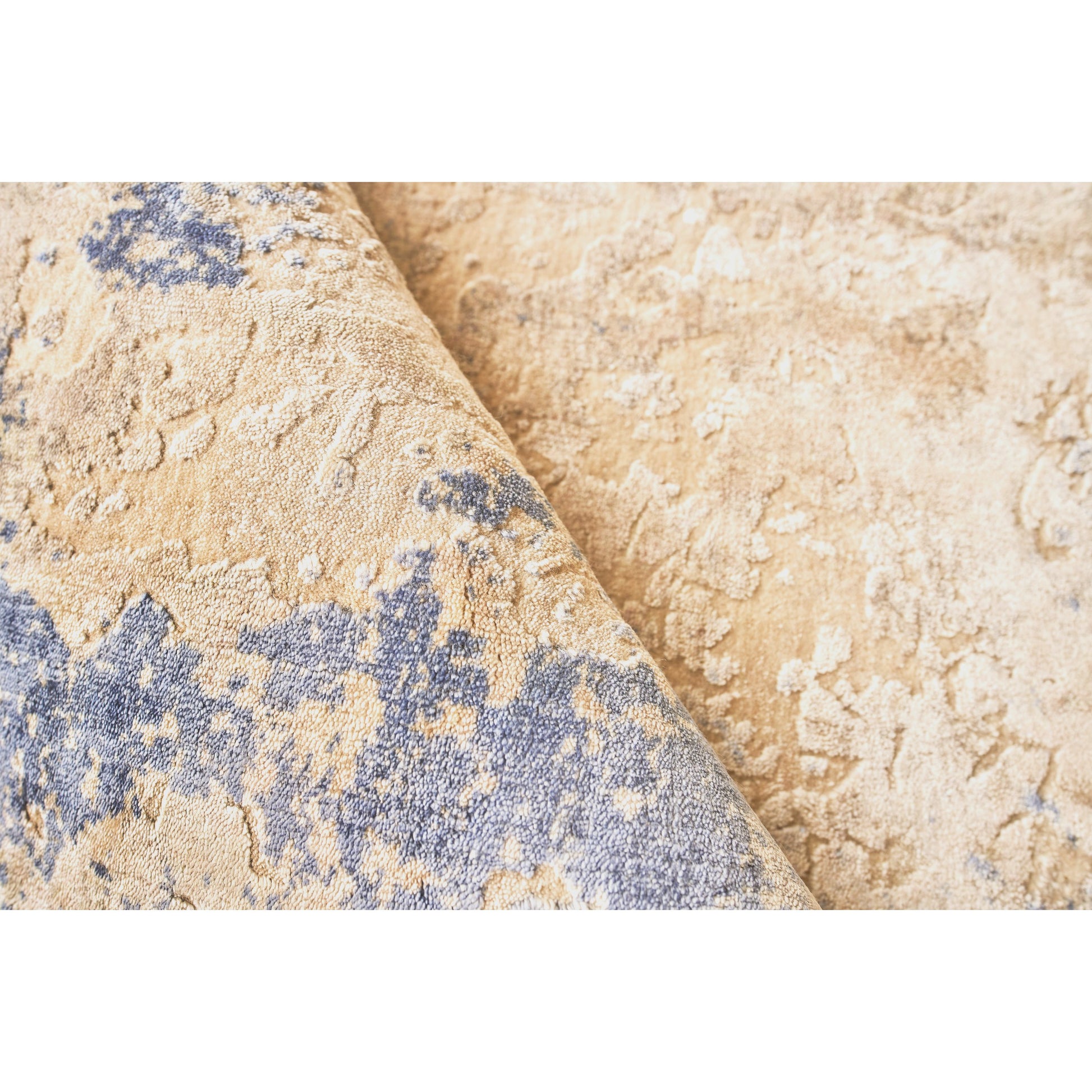 Roset 2623 Rug by Exquisite Rugs in beige, blue. Made from bamboo silk in a unique style.