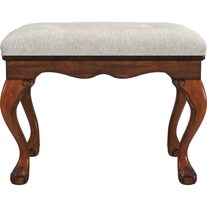 Ashford Upholstered Vanity Stool by Butler Specialty Company in ivory and powder gray. Made from rubberwood solids, mdf, resin, urethane foam, cotton in a traditional style.