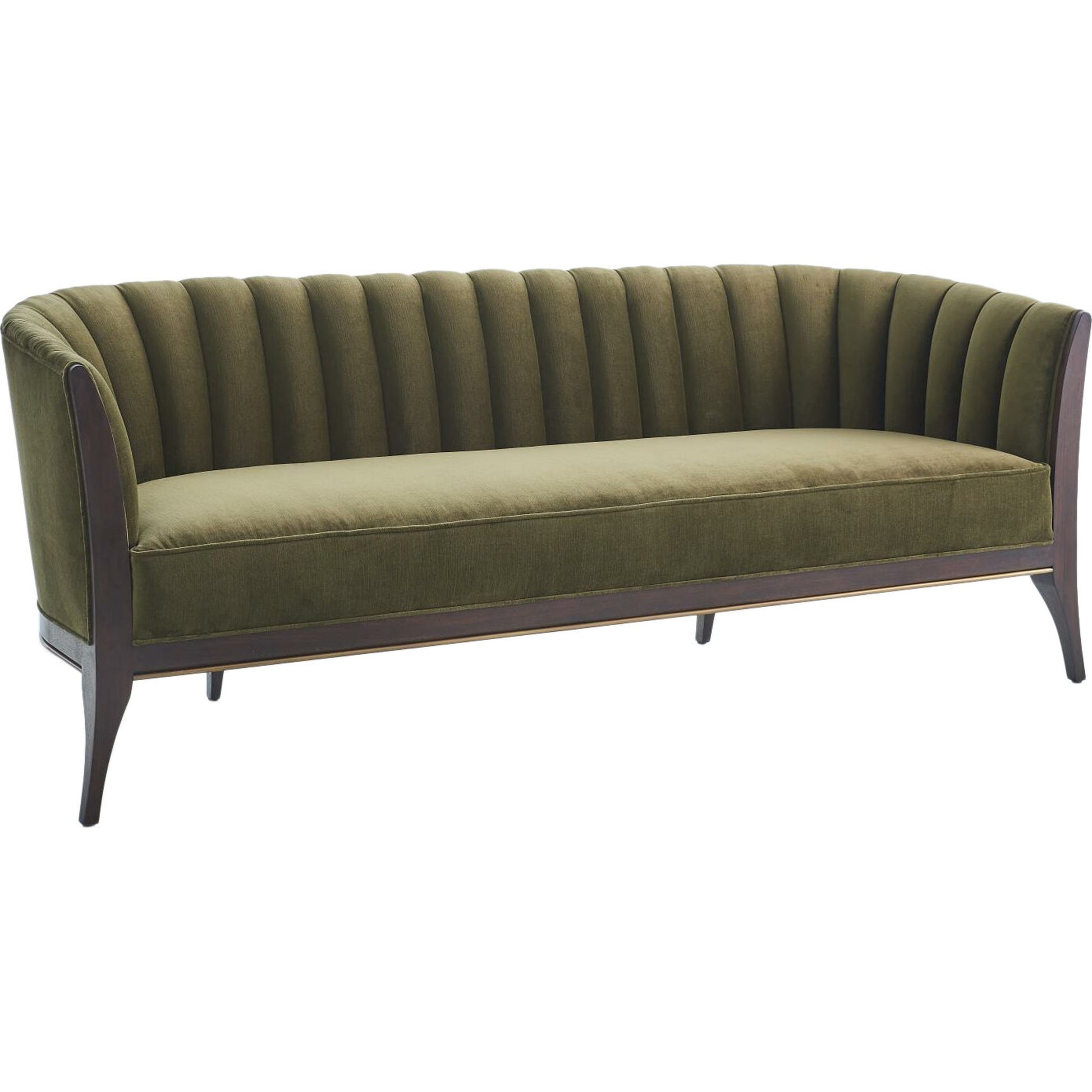 Channel Back Sofa by Global Views. Made from solid walnut, fabric, wood, 100% cotton, double rub: 50,000 in a modern style.