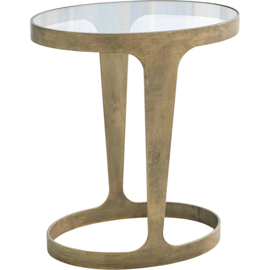 001 SR-701786 | Primary Silo | Oslo Accent Table by Global Views in gold. Made from iron, tempered glass in a eclectic & global style.